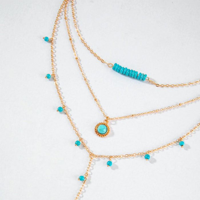 Vintage Multi-Layer Turquoise Necklace with Bold Design