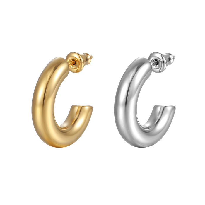 Exaggerated C-shaped stainless steel earrings Geometric round earrings Electroplated earrings