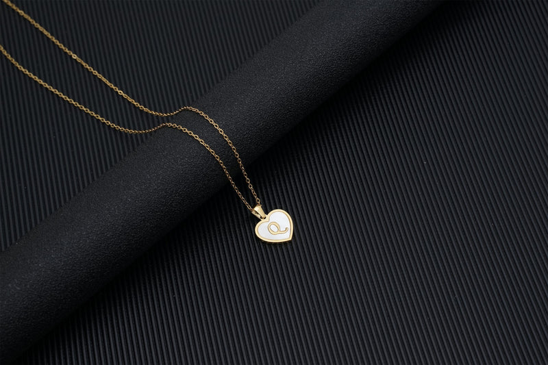European and American 18K gold heart clavicle necklace, mother-of-pearl pendant letter necklace