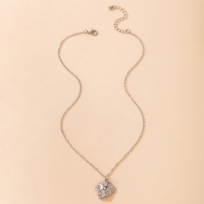 Half-Face Pendant Necklace with Geometric Irregular Choker Design