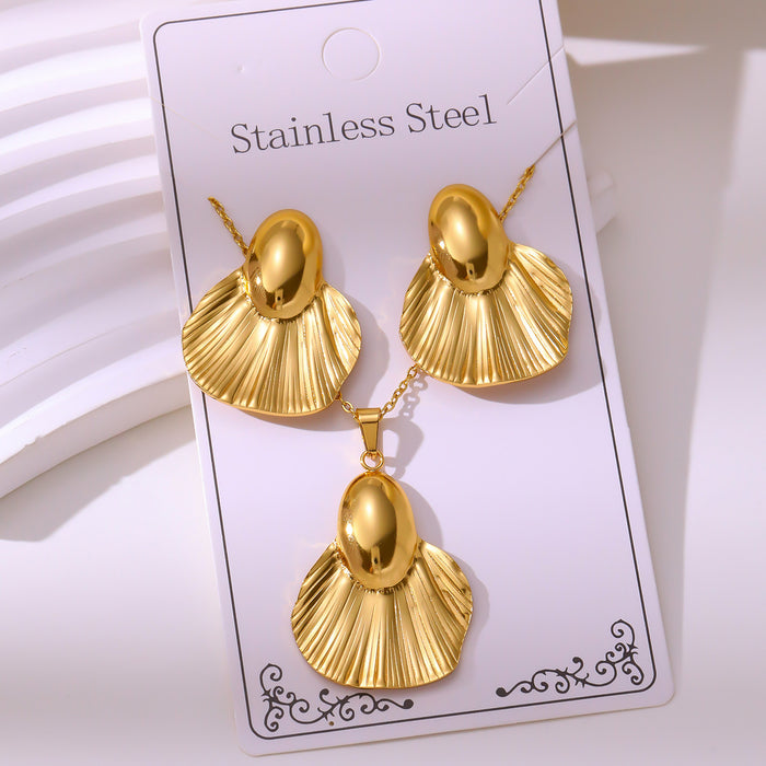 Wholesale 304 stainless steel hydraulic gold-plated earrings and necklace sets - wallojewerly 