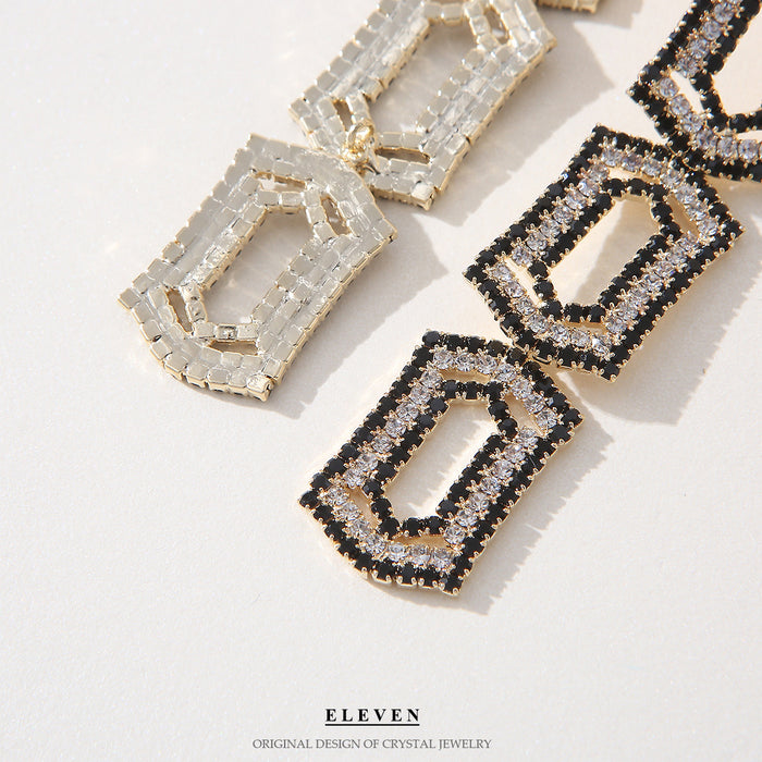 Geometric Zircon Hollow Earrings - Vintage Long Tassel Statement Jewelry - wallojewerly 