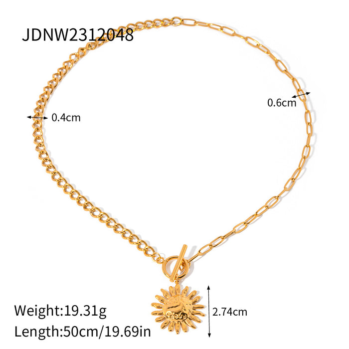 Stainless Steel Star Zircon Pendant Necklace Clavicle Chain Titanium Steel