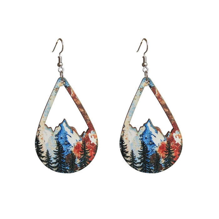 Wooden mountain earrings