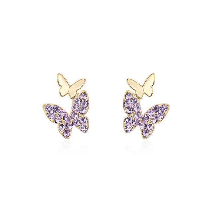 Lindos y pequeños pendientes de mariposa, pendientes sencillos y elegantes.