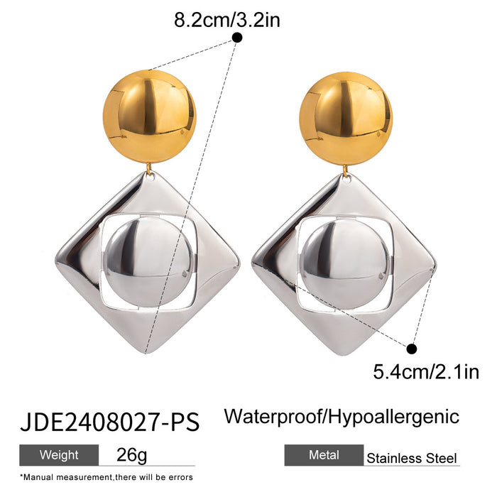 Stainless steel exaggerated earrings color matching earrings titanium steel 18K gold earrings