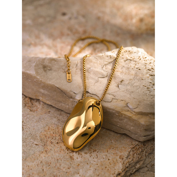 Trendy 18K Gold-Plated Stainless Steel Necklace - Irregular Hammered Pendant, Amazon Best-Seller