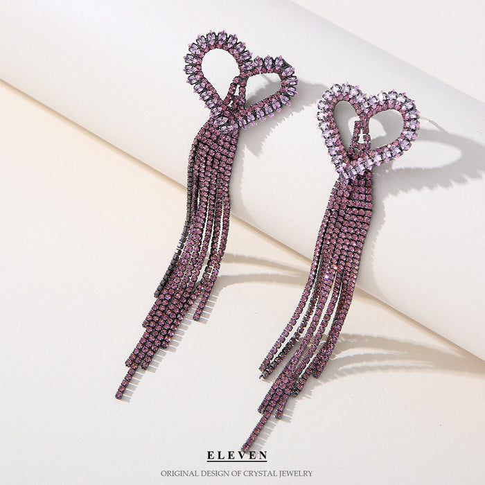 Full Rhinestone Long Tassel Earrings - Vintage Glamorous Statement Jewelry for Women