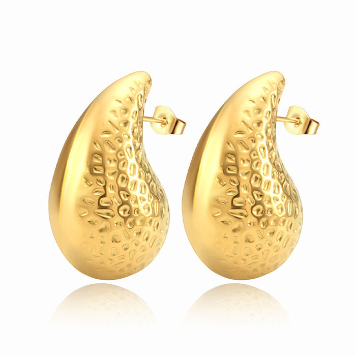 Pendientes redondos huecos de acero inoxidable chapados en oro de 18 quilates, pendientes sencillos para mujer