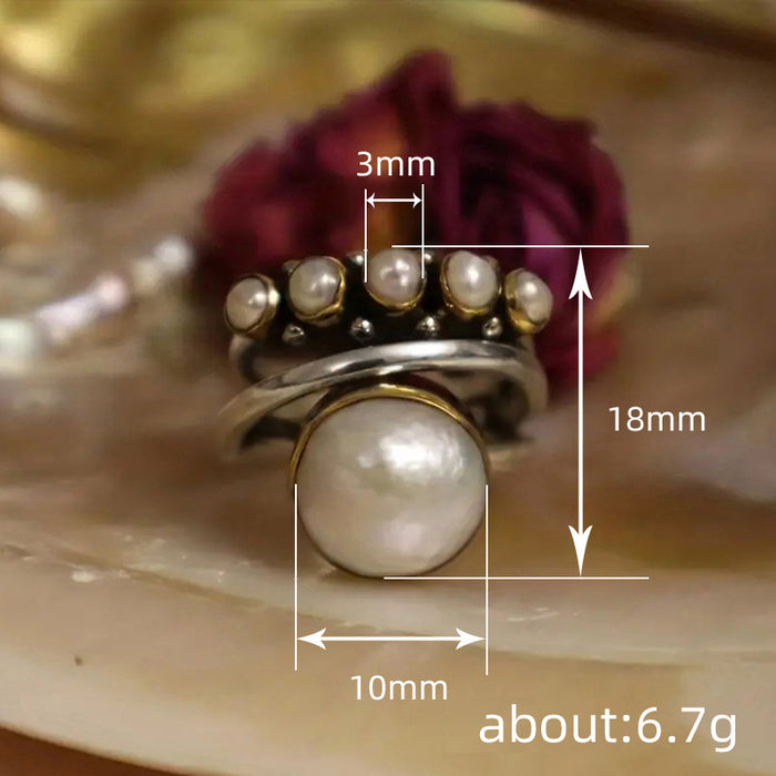 Vintage Thai Silver Imitation Pearl Ring