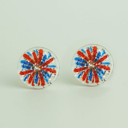 Independence Day Earrings with American Flag, Heart, and Star Designs