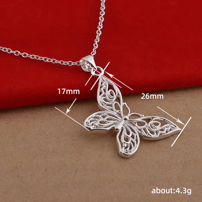 Hollow butterfly pendant for women, elegant clavicle necklace