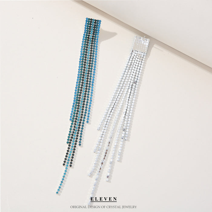 Vintage Rhinestone Tassel Earrings - Elegant Statement Jewelry for Women