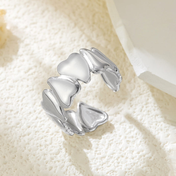 Wholesale stainless steel 18K gold-plated heart-shaped spliced open ring