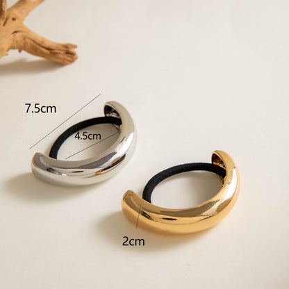 Eco-Friendly Alloy Textured Half-Round Hair Tie - Fashionable Elastic Hair Band for Women