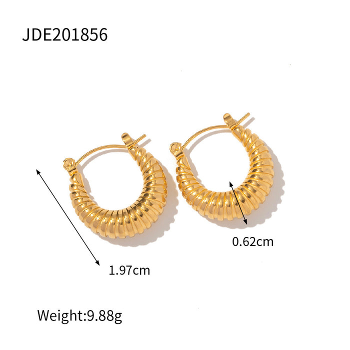 18K Gold Plated Stainless Steel Chunky Circle Earrings - Fashionable Jewelry