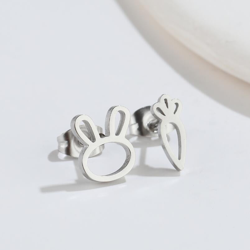 Mini rabbit earrings, new style sweet cute simple hollow earrings Korean fashion earrings wholesale