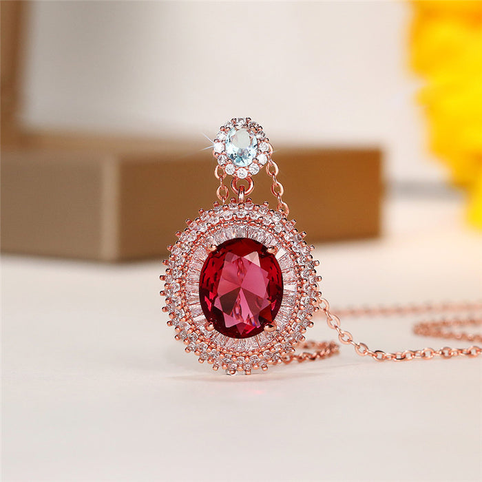 Ruby Pendant Colored Gemstone Series Necklace One Piece Dropshipping