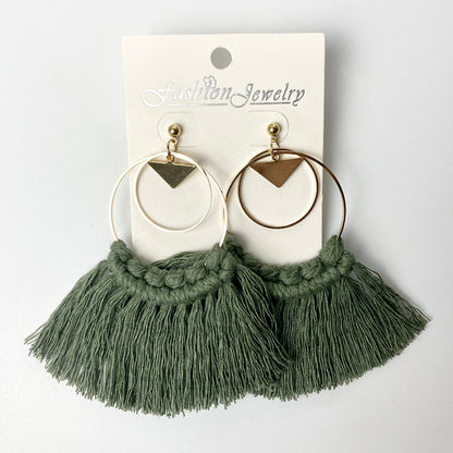 Bohemian Tassel Earrings with Wooden Design for Wedding and Gifts