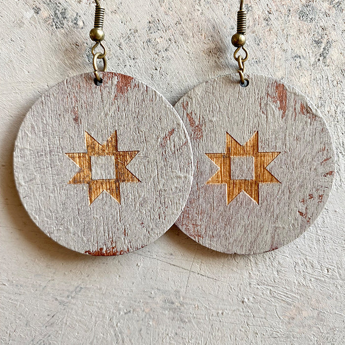 Wooden sun earrings