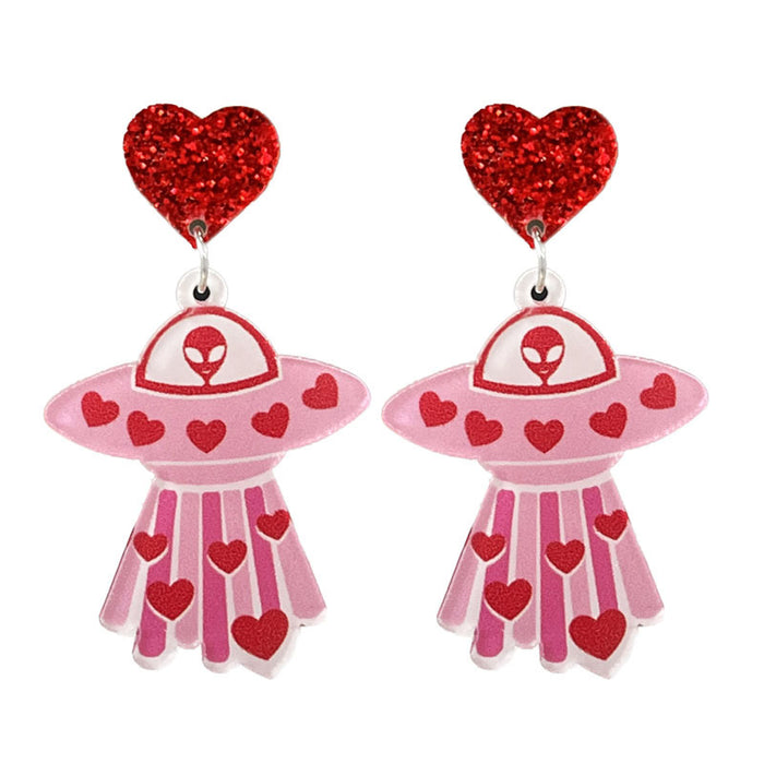 Valentine's Day Earrings with Vintage Smiley Face, Astronaut, and Heart Designs