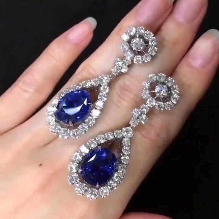 Sapphire Tanzanite Zirconia Earrings Luxury Vintage Earrings