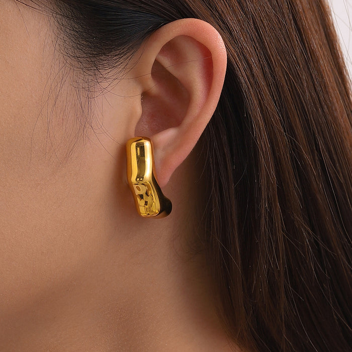 Amazon New 18K Gold Stainless Steel Bamboo Earrings - High-End Titanium Steel Jewelry