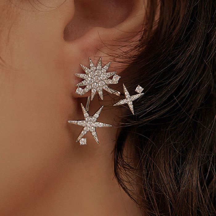 Six-pointed star diamond earrings