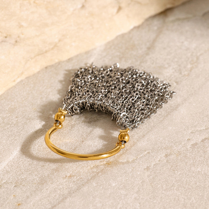 Stainless steel color-blocked ring