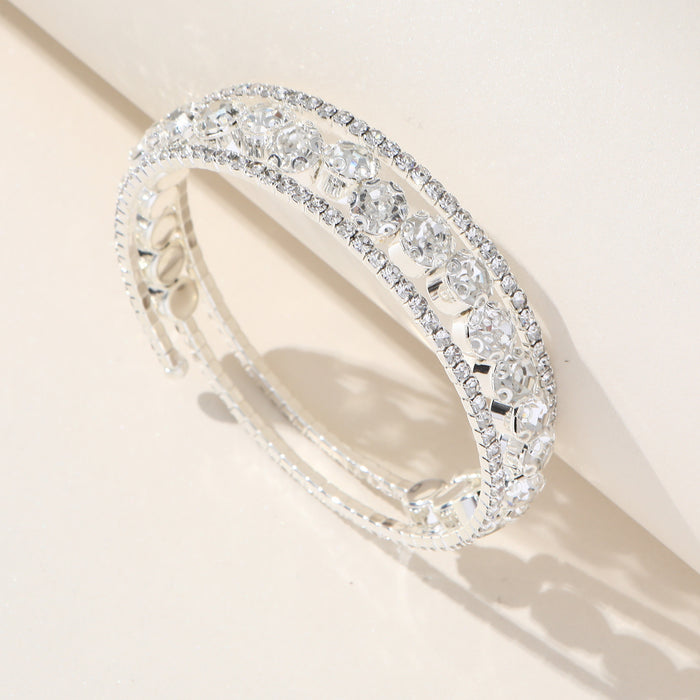 Versatile Rhinestone Wrap Bracelet - Open Cuff with Sparkling Crystal Details