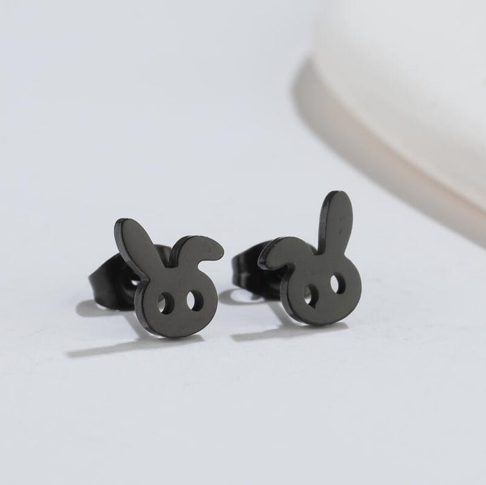 Mini pendientes de conejo, nuevos pendientes huecos simples y lindos de estilo dulce, pendientes de moda coreana al por mayor