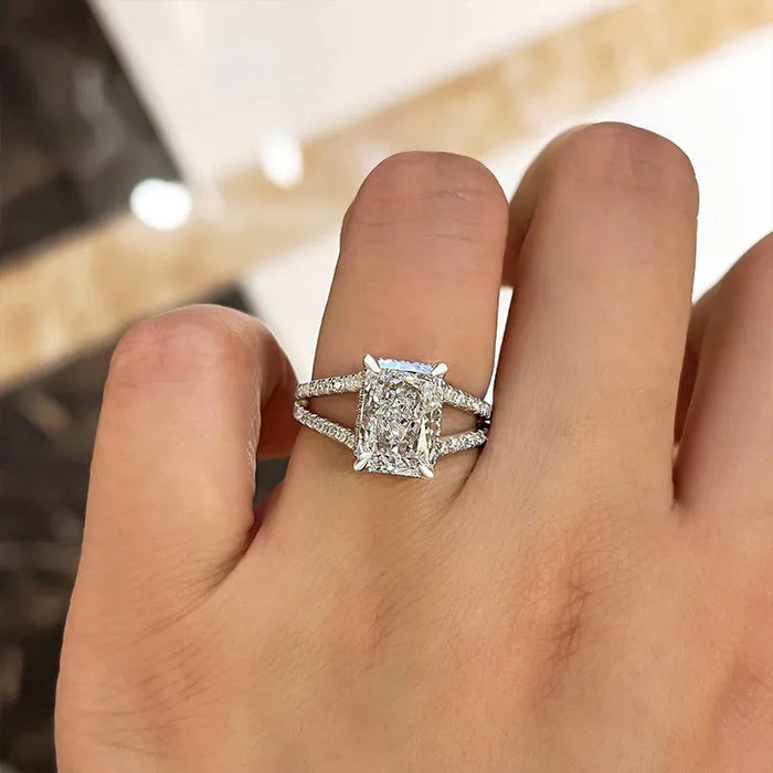 Anillo microincrustado para mujer, anillo de compromiso con diamante cuadrado, estilo europeo y americano