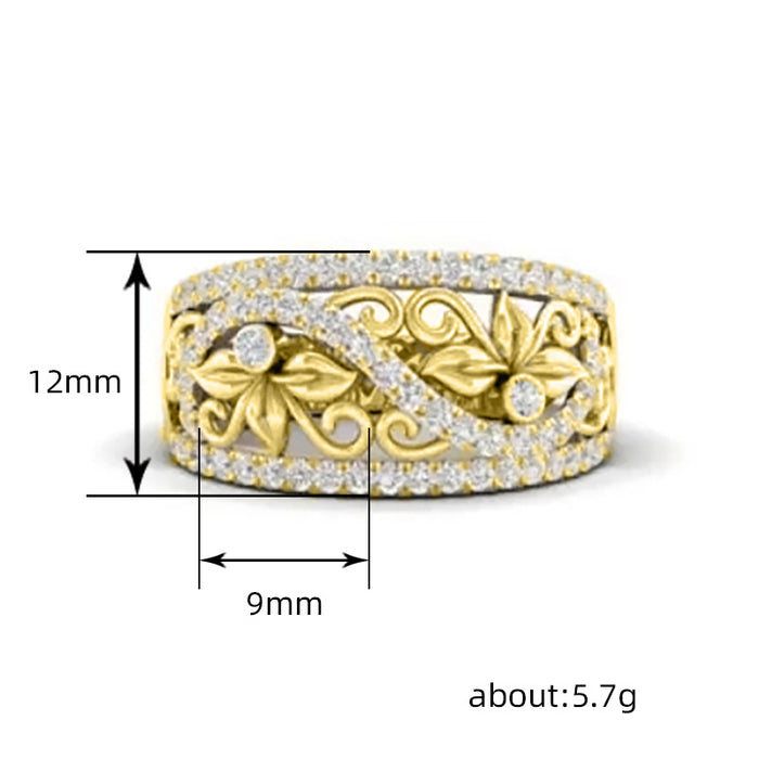 Hollow flower-shaped ring European and American style floral women's ring