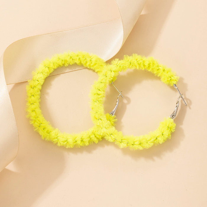 Yellow plush bright circle autumn and winter earrings