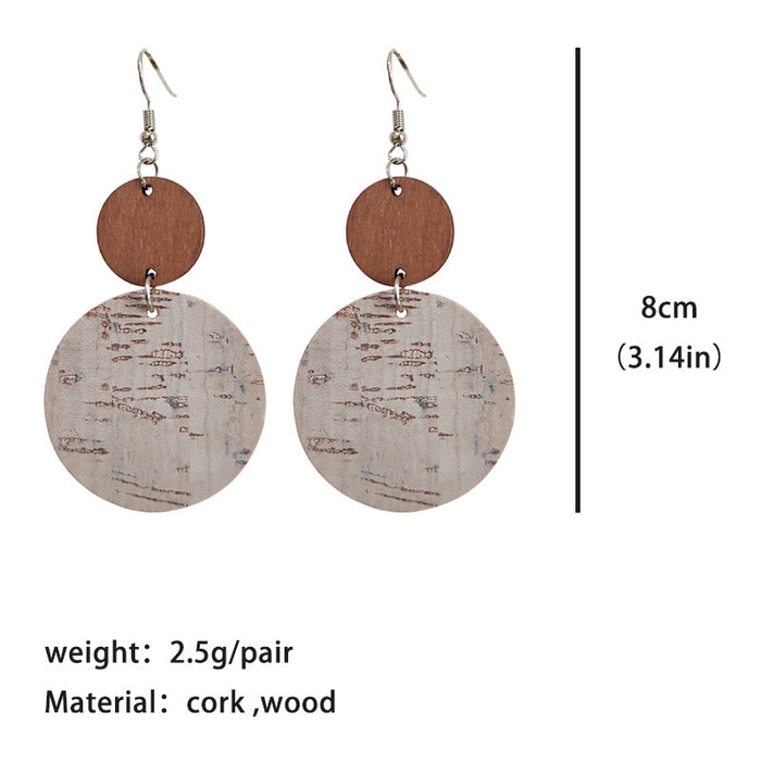 Wooden colorful round earrings