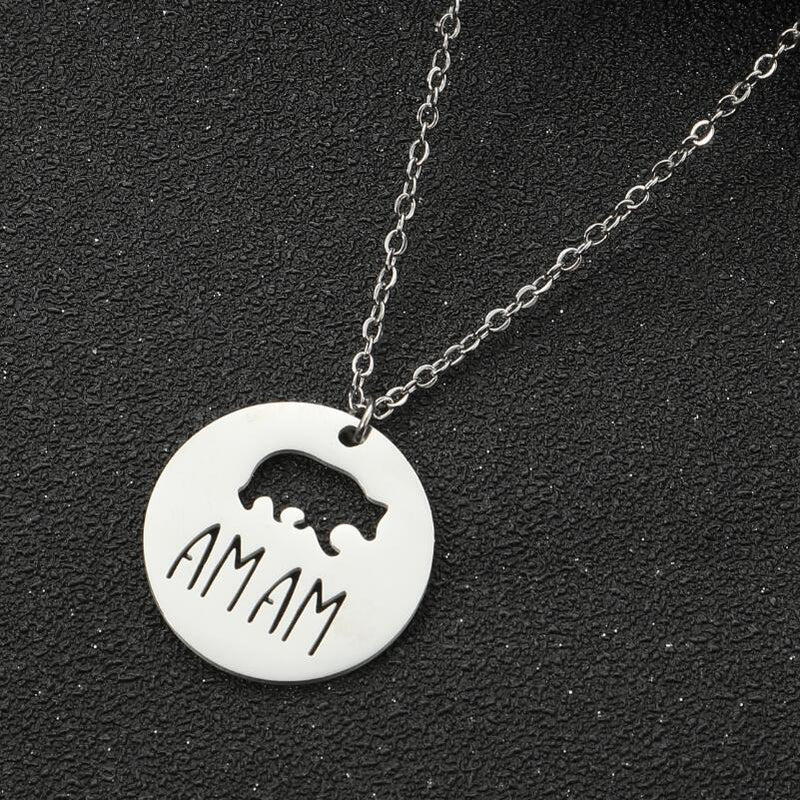 MAMA Mama Bear Pendant Necklace, Stainless Steel Mother's Day Women's All-match Clavicle Chain Wholesale