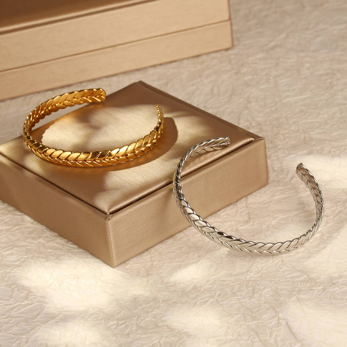 18K gold plated wheat ear stainless steel simple ladies bracelet