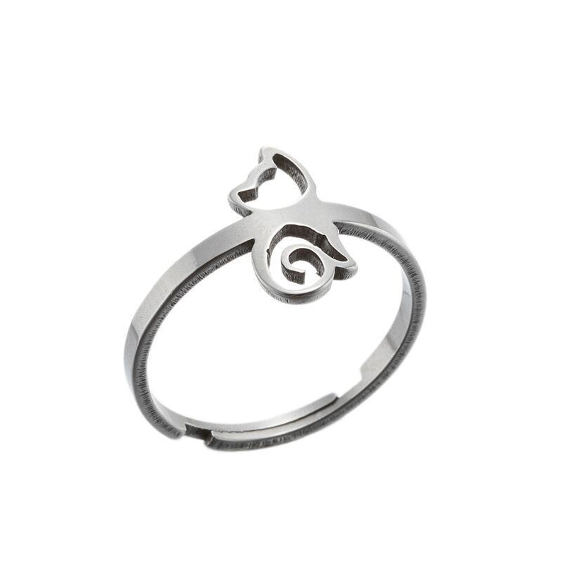 Anillo de árbol de la vida con forma de mariposa, venta al por mayor de anillos de animales pequeños japoneses y coreanos para gatos