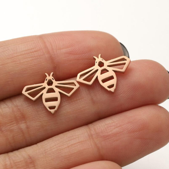 Little bee earrings, cross-border personalized design 18K real gold plated stainless steel women's fashion earrings