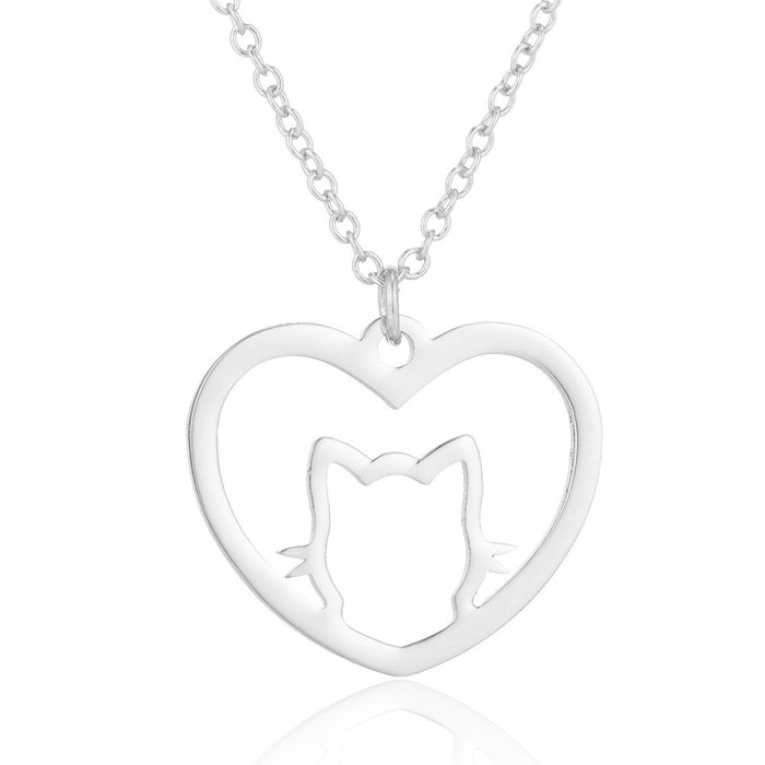 Kitten pet necklace, simple stainless steel animal clavicle chain ins niche design jewelry