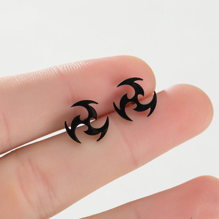 Fire Whirl Stainless Steel Stud Earrings - Spiraling Geometric Jewelry for a Dynamic Look