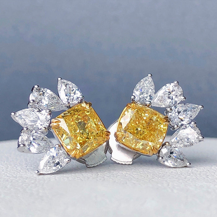 Yellow diamond teardrop earrings