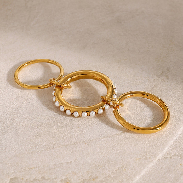 Stainless steel pearl stacking ring design