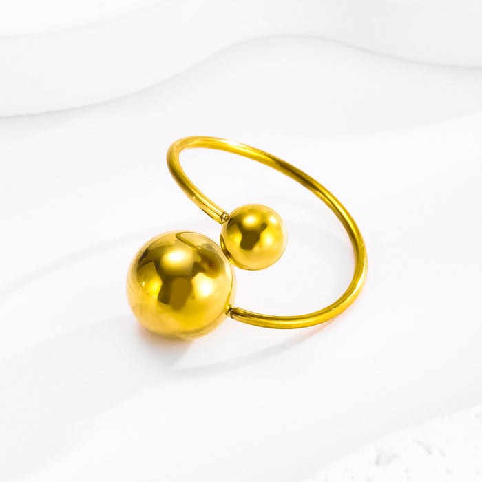 Wholesale titanium steel gold-plated open rings with various sizes of steel beads