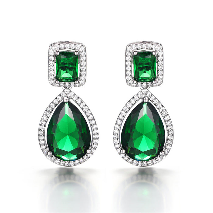 Micro-paved Emerald Drop Earrings