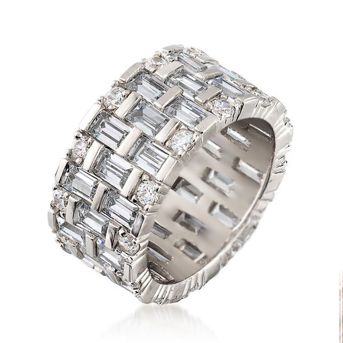 Anillo de bodas de circonita de círculo completo, anillo de joyería de moda lleno de diamantes