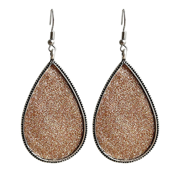 Retro Metal Teardrop Glitter Earrings with Simple and Elegant Design