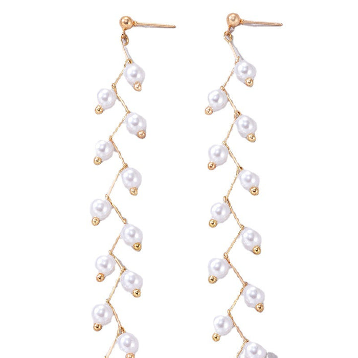 Pearl Tassel Necklace and Earring Set - Luxurious and Fashionable Ensemble