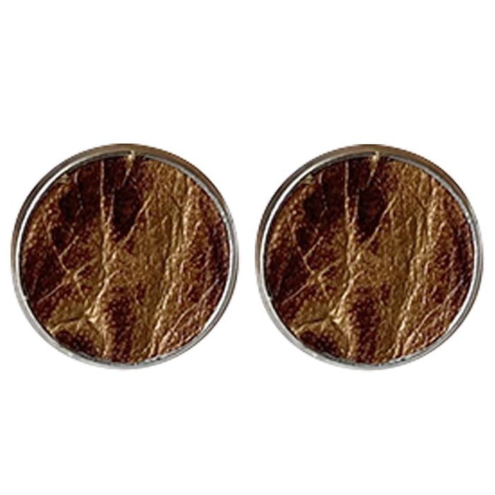 Minimalist Stainless Steel and Leather Earrings with Bohemian Embossed Texture in European Style, Wholesale Available