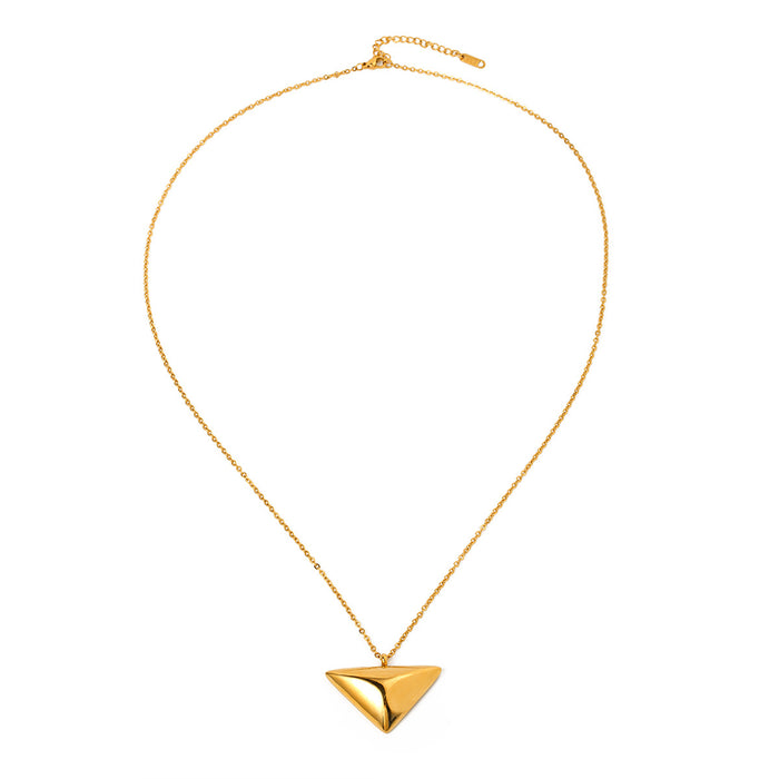 18K Gold-Plated Stainless Steel Triangle Pendant Necklace - Minimalist Designer Jewelry